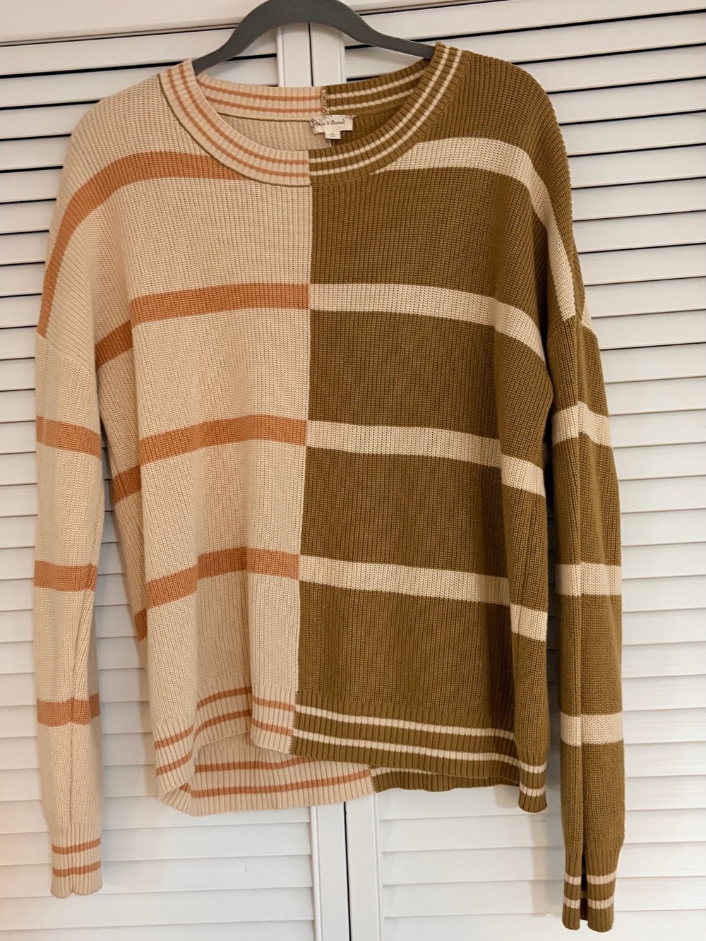 Hem & Thread Colorblock Striped Knit Sweater - Size Large